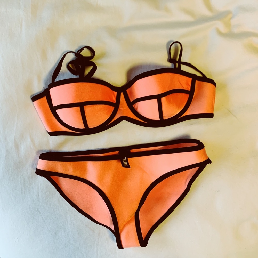 Neon Orange Neoprene bikini triangle swim